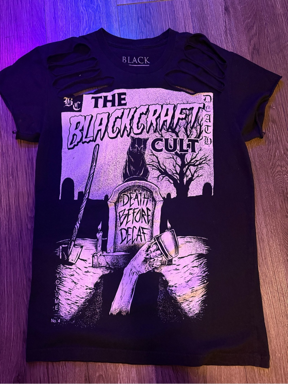 Black Craft Cult Death Before Decaf Tee